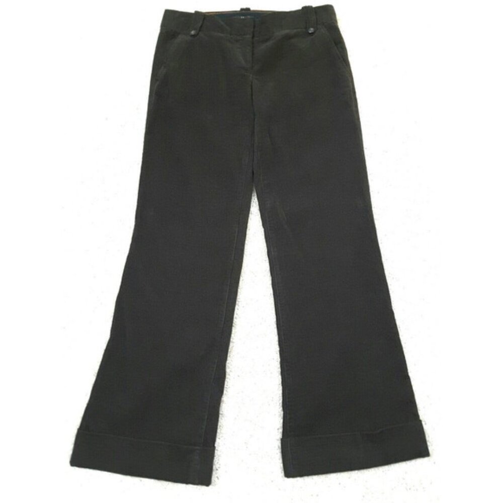 J. Crew ~Women's Size 2~ City Fit Brown Corduroy Cotton Flare Leg Pants Cuffed.